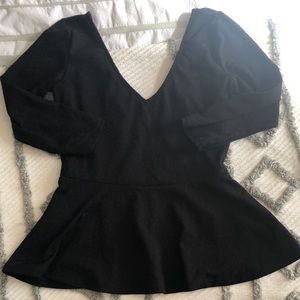 Forever 21 | Black 3/4 Sleeve Peplum Top